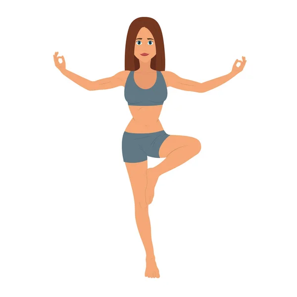 Ung kvinna som gör yoga. — Stock vektor