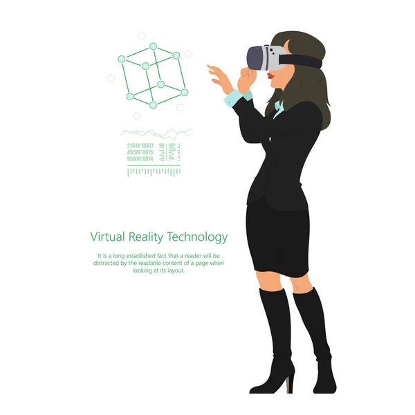 Žena v brýlích virtuální reality. — Stockový vektor