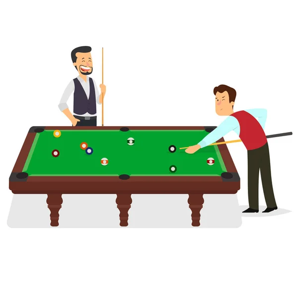 Dos jugadores juegan al billar . — Vector de stock