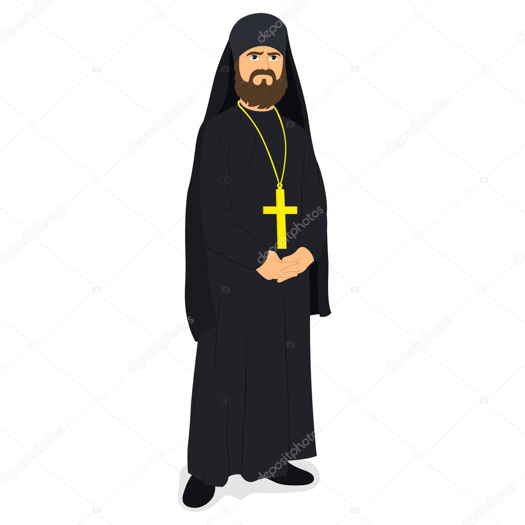 orthodox priest in flat style