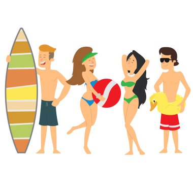 Genç insanlar sahilde rahatlatıcı.