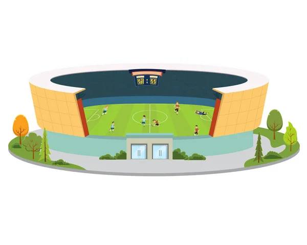 Stadion Hrající Hráče Fotbalu Vektor — Stockový vektor