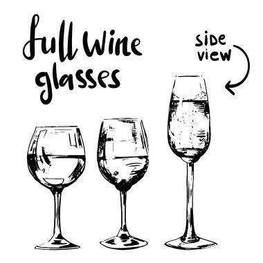 tam farklı şarap bardakları