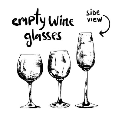 epmty farklı şarap bardakları