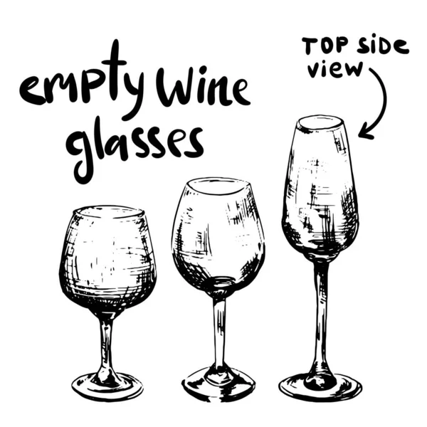 farklı boş şarap bardakları