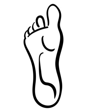 Çizgi stilinin siyah çizimi insan ayağı, minimal logo simgesi