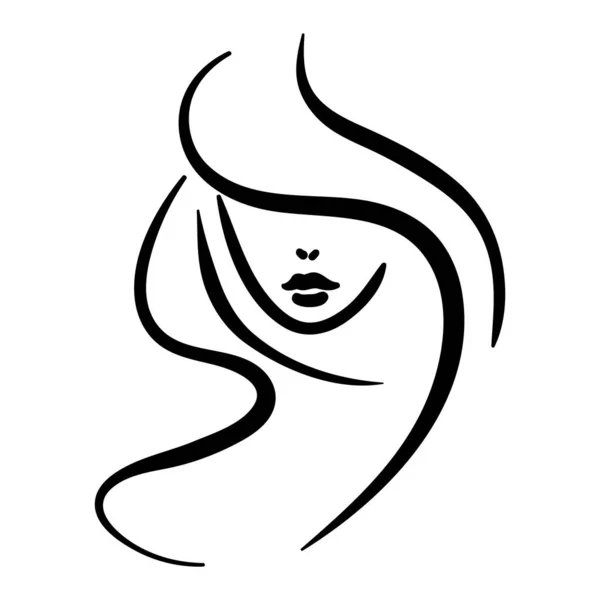 Logo Minime Représentant Une Femme Avec Des Cheveux Visage Caché — Image vectorielle