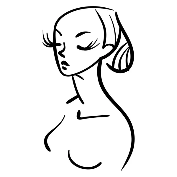 Minimální Obrys Ženského Portrétu Módní Stylizovaná Ilustrace — Stockový vektor