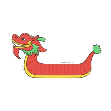 Dragon boat festival vektör çizim. Çene Dragon beyaz arka plan üzerinde çizgi film karakteri. Renk yalıtılmış nesne