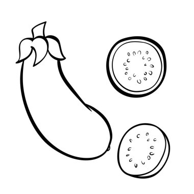 Patlıcan çizilen illüstrasyon vektör ver. Anahat doodle simgesi. Baskı, web, mobil ve infographics için gıda eskiz. Beyaz arka plan öğesi izole. Ayarla