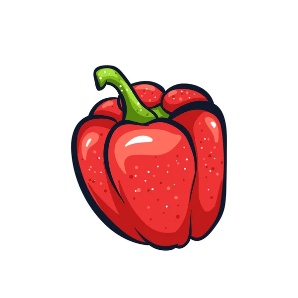 Vector Ilustración Dibujada Mano Peper Rojo Icono Dibujos Animados Colores — Archivo Imágenes Vectoriales