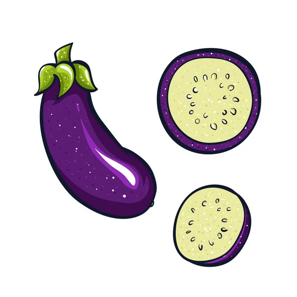 Vector Handen Ritade Illustration Lila Aubergine Coloful Tecknad Ikon Mat Vektorgrafik