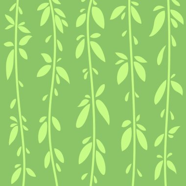 Yeşil vektör arka plan yaprakları ile. İllüstrasyon karikatür. Ağaç yaprak siluet