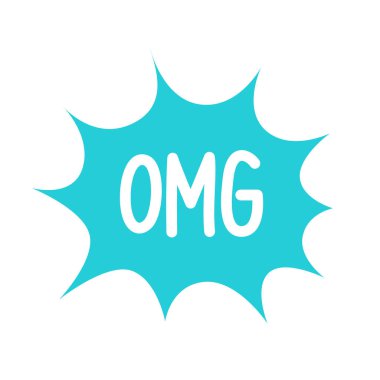 El vektör kabarcıkları metin ile çekilmiş. İleti simgeleri, beyaz arka plan üzerinde konuşma doğrudan. Mavi Omg