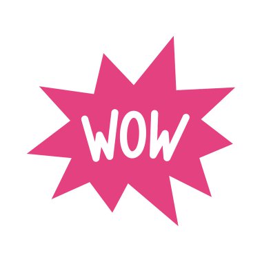 Metin ile el çizilmiş vektör kabarcıklar. İleti sembolleri, beyaz arka planda doğrudan konuşma. Pembe Wow