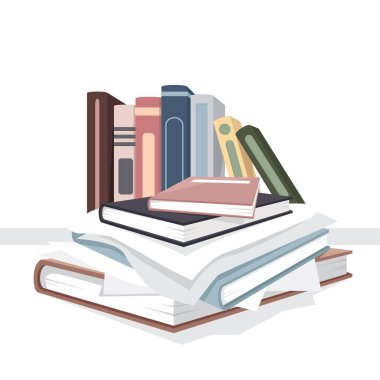 Yığınla kitap ve kağıt.