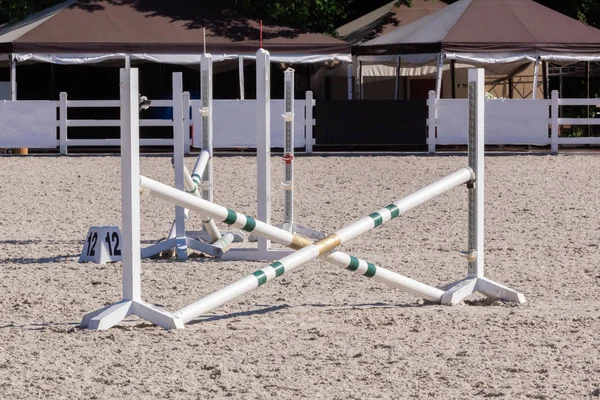 Show jumping barriers on the ground. Arena for equestrian sports — Stock Photo, Image