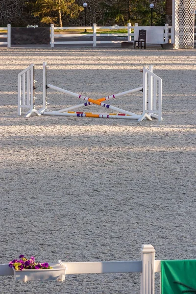 Show jumping barriers on the ground. Arena for equestrian sports — Stock Photo, Image