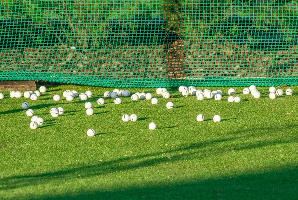 М'яч для гольфу на зеленій траві поле для гольфу — стокове фото
