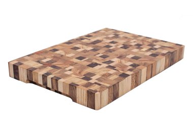 Tahta kesme tahtası beyaz arkaplanda izole edildi.