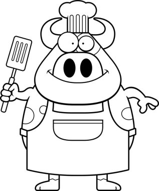 Mutlu görünüyordu bir inek Şef çizgi film gösterimi.