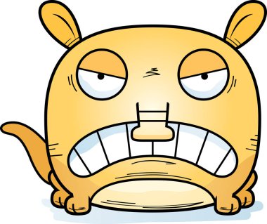 Sinirli bir ifade ile küçük bir yaban domuzu çizgi film gösterimi.