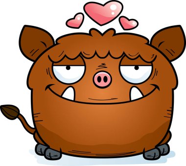 Bir domuzu aşık bir karikatür çizimi.