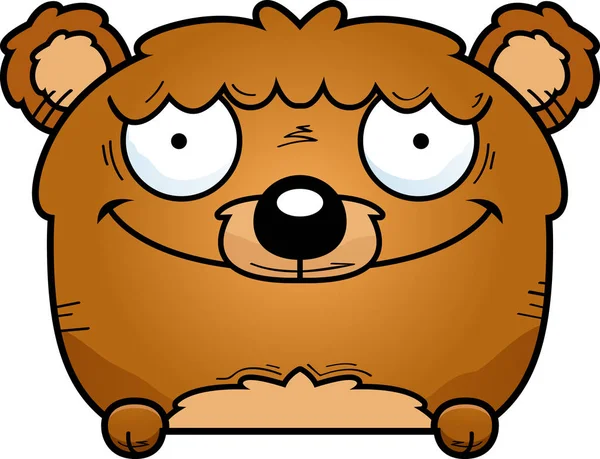Uma Ilustração Dos Desenhos Animados Filhote Urso Espreitando Objeto — Vetor de Stock
