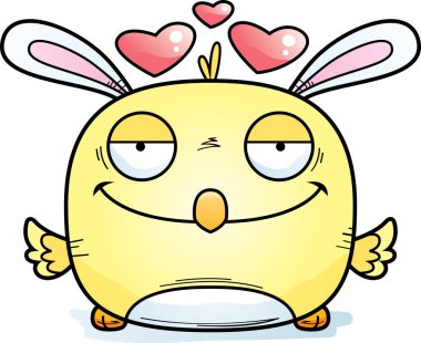Bir Paskalya bunny kız aşık bir karikatür çizimi.