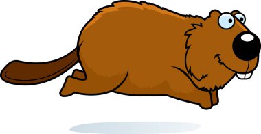 Gülümseyen ve çalışan bir kunduz çizgi film gösterimi.