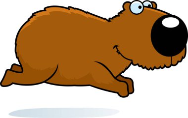 Gülümseyen ve çalışan bir Capibara çizgi film gösterimi.