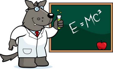 Bir kurt bilim adamı bir karikatür çizimi.
