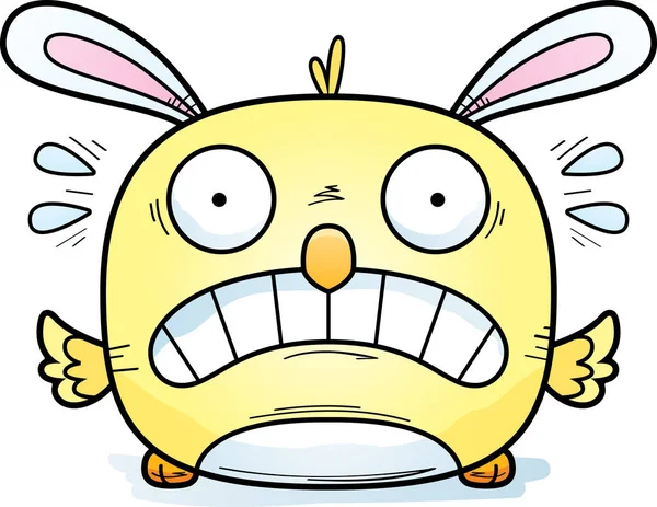 Cartoon Illustration Easter Bunny Chick Looking Scared — Stock Vector