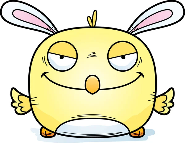 Cartoon Illustration Evil Looking Easter Bunny Chick — Stock Vector