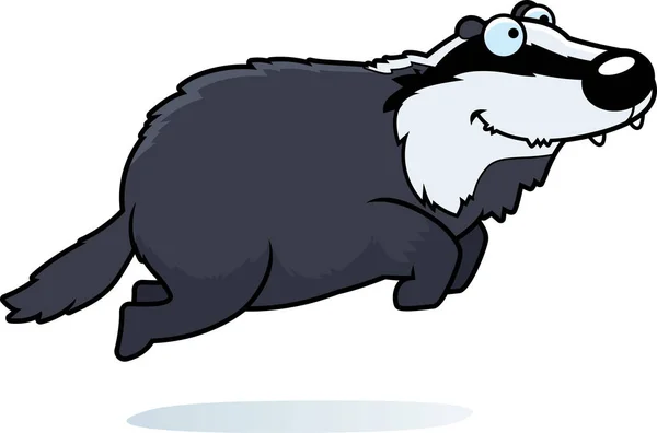 一只獾跳跃的卡通插图 — 图库矢量图片