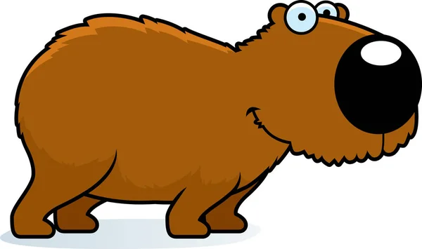 Ένα Καρτούν Εικονογράφηση Της Ένα Capybara Χαμογελαστός Και Στέκεται — Διανυσματικό Αρχείο