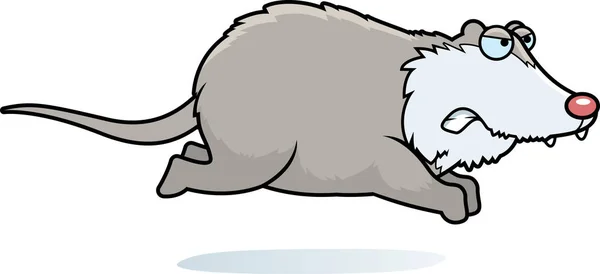 Cartoon Illustration Opossum Angry Running — Stock Vector