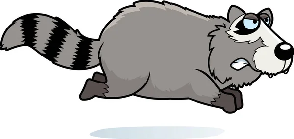 一只浣熊生气奔跑的卡通插图 — 图库矢量图片
