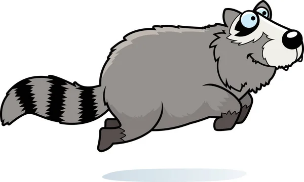 一只浣熊跳跃的卡通插图 — 图库矢量图片