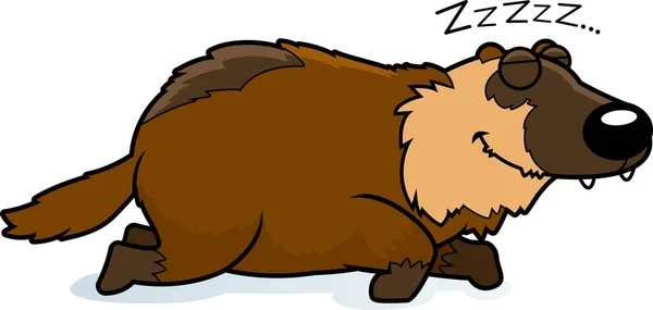 Ένα Καρτούν Εικονογράφηση Της Μια Wolverine Στον Ύπνο — Διανυσματικό Αρχείο