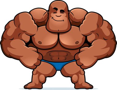 Kendine güvenen arıyorsunuz bir vücut geliştirmeci çizgi film gösterimi.