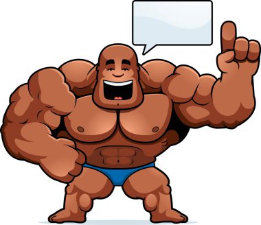 Bir vücut geliştirmeci konuşuyor karikatür resmi.