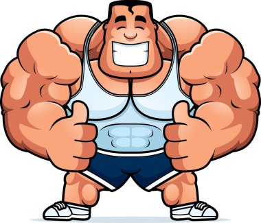 Başparmak yukarıya ile kişisel bir eğitmen çizgi film gösterimi.