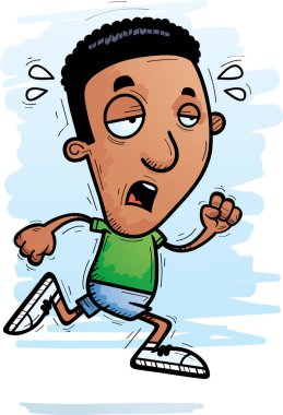 Çalışan ve yorgun görünümlü bir zenci bir karikatür çizimi.