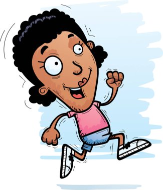 Siyah bir kadın çalışan bir karikatür çizimi.
