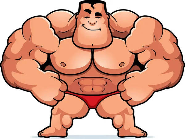 Une Illustration Dessin Animé Bodybuilder Regardant Confiant — Image vectorielle