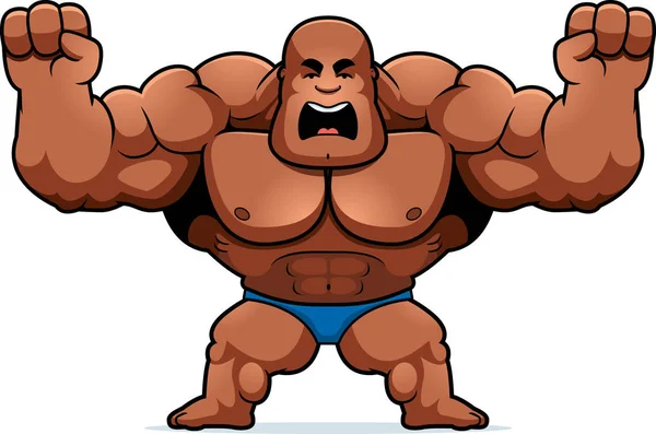 Cartoon Illustration Bodybuilder Looking Angry — Stock Vector