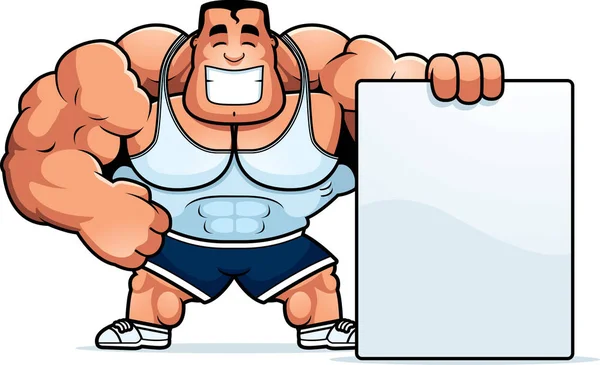 Cartone Animato Illustrazione Personal Trainer Con Segno — Vettoriale Stock