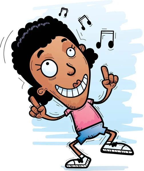 Cartoon Illustration Black Woman Dancing — Stock Vector