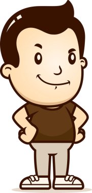 Kendine güvenen arayan bir çocuk çizgi film gösterimi.